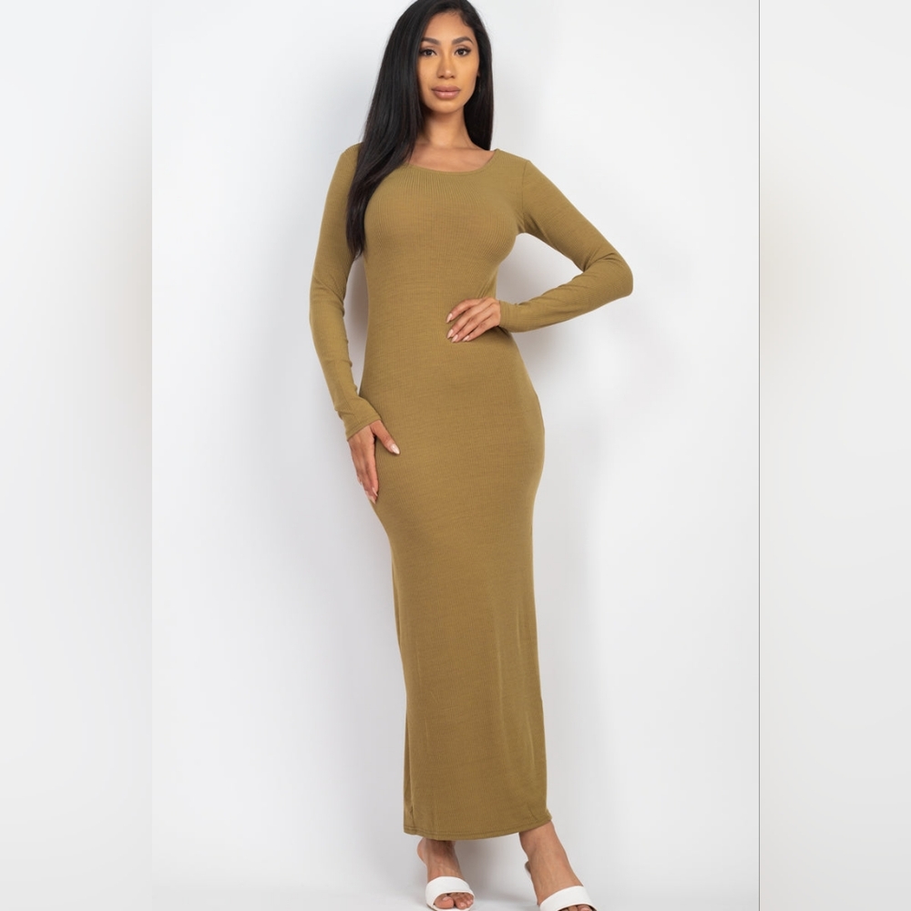 Ribbed Long Sleeve Maxi Dress